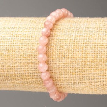 Strawberry Quartz Elastic Bracelet (artificial acrylic) Smooth Beads 6 mm +/-, Length 18 cm+