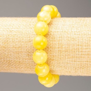Elastic bracelet with acrylic citrine imitation, diameter 12.5 mm, length 18 cm