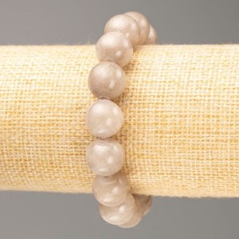 Elastic bracelet with toned quartz (synthetic acrylic), gray, smooth beads, 12.5 mm diameter, 18 cm length