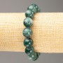Elastic bracelet with tinted quartz (synthetic acrylic) in viridian, smooth beads, 12.5 mm diameter, 18 cm length