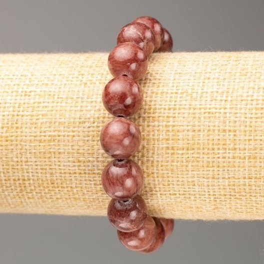 Elastic bracelet with imitation selenite — smooth beads, diameter 12.5 mm, length 18 cm
