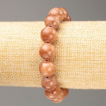 Elastic bracelet 'Selenite' (synthetic acrylic) with smooth beads, diameter 12.5 mm, length 18 cm