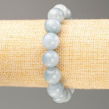 Elastic bracelet with acrylic beads imitating aquamarine — smooth beads, diameter 12.5 mm, length 18 cm