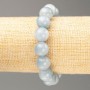 Elastic bracelet with acrylic beads imitating aquamarine — smooth beads, diameter 12.5 mm, length 18 cm