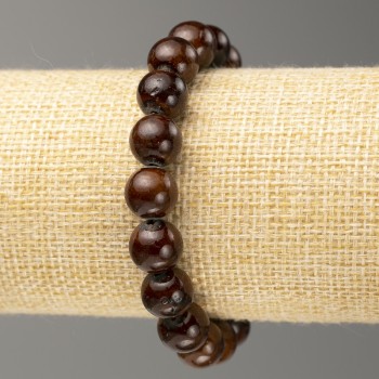 Elastic Bracelet with Tiger's Eye Imitation (Artificial Acrylic) Smooth Beads, 10 mm Diameter, Length 18 cm ±