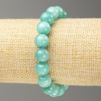 Elastic bracelet with Aquamarine imitation (acrylic) smooth beads, 10 mm diameter, about 18 cm length