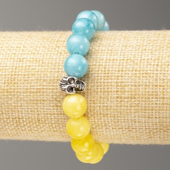 Elastic Ukraine Bracelet Citrine Aquamarine (synthetic acrylic) smooth bead, 10 mm diameter, 18 cm long
