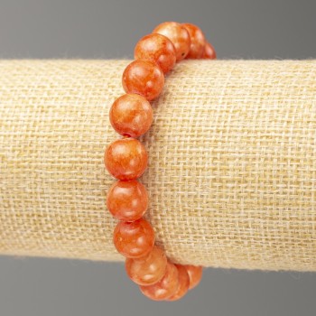 Elastic Carnelian Bracelet (acrylic beads), smooth 10mm beads, length 18 cm