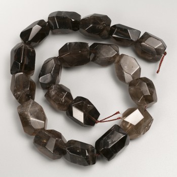 Beads on a thread, smoky topaz stones, faceted natural nuggets, diameter 15×20 mm, length 39 cm