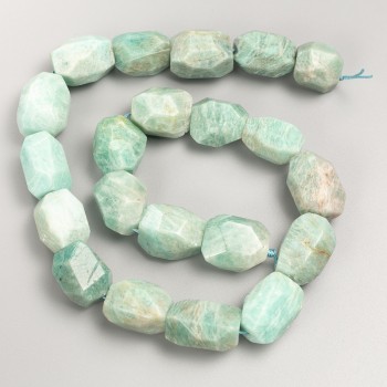 Amazonite Beads on a Thread, Faceted Nuggets, 15x20 mm, length 37 cm