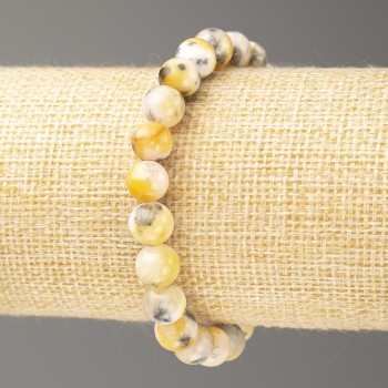 Bracelet 'Oceanic Nephrite' gray-yellow-white (acrylic) 8mm beads, approx. 18 cm long
