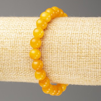 Bracelet made of artificial amber (acrylic), 8 mm diameter, 18 cm length, smooth beads on elastic