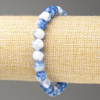 Blue-White Ocean Nephrite Bracelet (synthetic acrylic), 8mm diameter beads, approx. 18 cm long, smooth beads on elastic cord