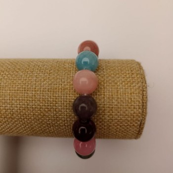 Elastic bracelet with toned quartz 'Assortment' (artificial acrylic) smooth beads, diameter 12.5 mm, length 18 cm