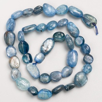 Beads on a thread of natural kyanite, tumbled, 10×12 mm, length 40 cm +/-