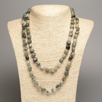 Long Seraphinite Faceted Bead Necklace, diameter 5x8-10 mm, length 110 cm