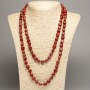 Long red jasper necklace with faceted beads, bead size 5x8-10 mm, length 110 cm