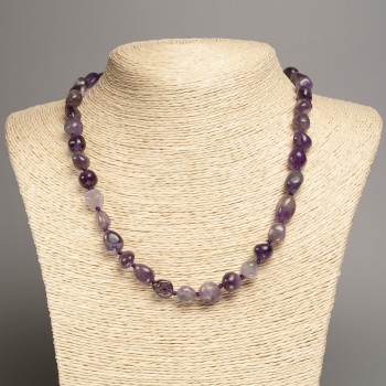 Faceted Amethyst Gemstone Necklace, bead size 5×9×15 mm ±, length 50 cm+