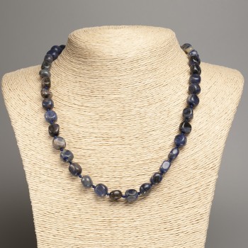 Faceted Sodalite Gemstone Necklace, diameter 5–10 mm, length 50 cm
