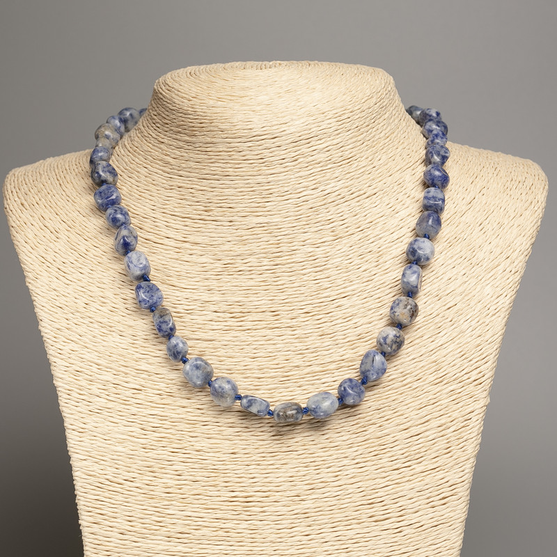 Sodalite stone necklace, faceted, diameter 5x8-10 mm, length 50 cm+-