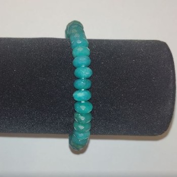 Bracelet with synthetic aquamarine (green-blue), faceted rondelles, 8x5 mm, length 18 cm+