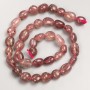 Beads of natural stone Strawberry Quartz - Polished on thread, diameter 8x11 mm +-, length 40 cm +