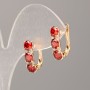 Xuping Earrings with Red Stones and White Crystals 17x5mm 18K Gold Plating