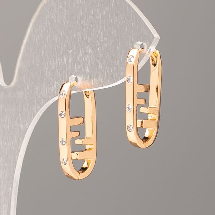 Xuping Earrings 18K Gold Plating with White Crystals, diameter 21x11 mm+