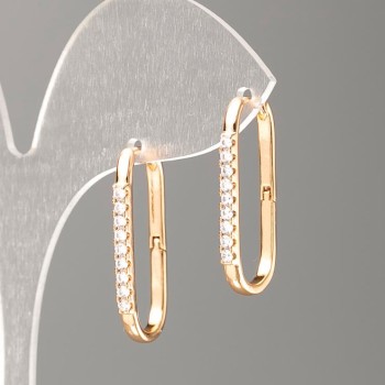 Xuping Earrings with 18K Gold Plating and White Crystals, diameter 27x2mm+