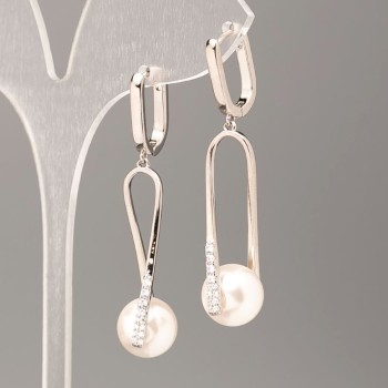 Xuping Mallorca Pearls Earrings, 12 mm Diameter, 4.5 cm Length, Rhodium-coated