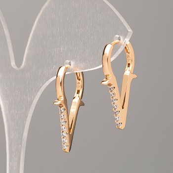 Xuping Earrings 18K Gold Plating with White Crystals, diameter 24x2mm+