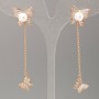 Xuping Earrings - Butterfly with Majorca Pearls and White Stones, 13x13 mm, Length 6 cm, 18K Gold Plating