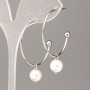 Xuping Earrings with White Mallorca Pearl Bead, 30x8 mm, Rhodium-Plated