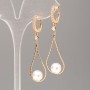 Xuping Earrings with Mallorca Pearl Bead, 8 mm Diameter, 5 cm Length, 18K Gold Plating