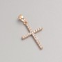 Xuping Cross Pendant 8K Gold Plating with White Stones, 24.5 x 16.5 mm diameter