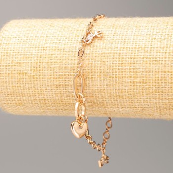 Bracelet Xuping 18K Gold Plating 'Love' Length L 17-20.5 cm, thickness 4 mm±, 7 mm± with white rhinestones