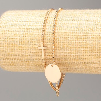 Bracelet Xuping Gold Plating 'Cross' 18K, length 18-22 cm, thickness 2 mm +-, thickness 2 mm+