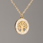 Xuping chain with lemon gold plating and pendant 'Tree', diameter 14 mm ± (white crystals), length 39-44 cm ±, thickness 1 mm ±
