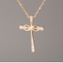 Xuping Chain Gold-Plated with Cross Pendant, diameter 29x19.5 mm +/- (white crystals), length 41-47 cm +/-, thickness 1.5 mm +/-