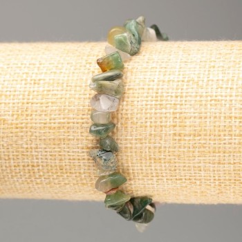 Elastic bracelet made of natural stone, multicolored jasper, chip beads, bead size 13x4–7x3 mm, length 18 cm