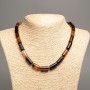 Agate Stone Necklace with Cylindrical Beads, diameter about 16×8 mm, length about 46 cm