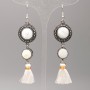 Mother-of-Pearl Earrings, diameter 19.5 mm and 12 mm, length 8.5 cm ±