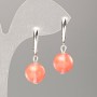 Chalcedony Earrings — Synthetic, Smooth Spheres, 12 mm Diameter, 31 mm Length