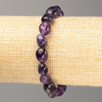 Elastic bracelet with natural amethyst, faceted, circumference 18 cm, diameter 11x8 mm +