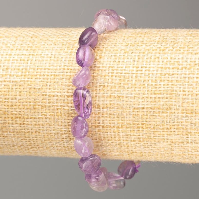 Natural Amethyst Stone Bracelet, Tumbled, 11x8 mm Beads, 18 cm Length