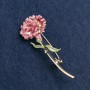 Carnation Flower Pink Enamel Brooch, Gold-Tone Metal 59×24mm