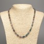 Necklace with Green Jasper, natural stone smooth cylindrical beads, diameter 10x6 mm, length 49 cm ±
