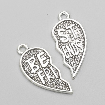Heart-shaped pendant finding, half-size, 29x13 mm, packaging of 10 halves.