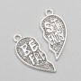 Heart-shaped pendant finding, half-size, 29x13 mm, packaging of 10 halves.