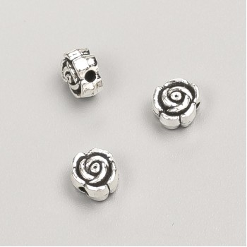 Bead-insert finding 'Flower', diameter 7×4mm, packaging 20 g, 39 pcs +/-, metal color 'silver'